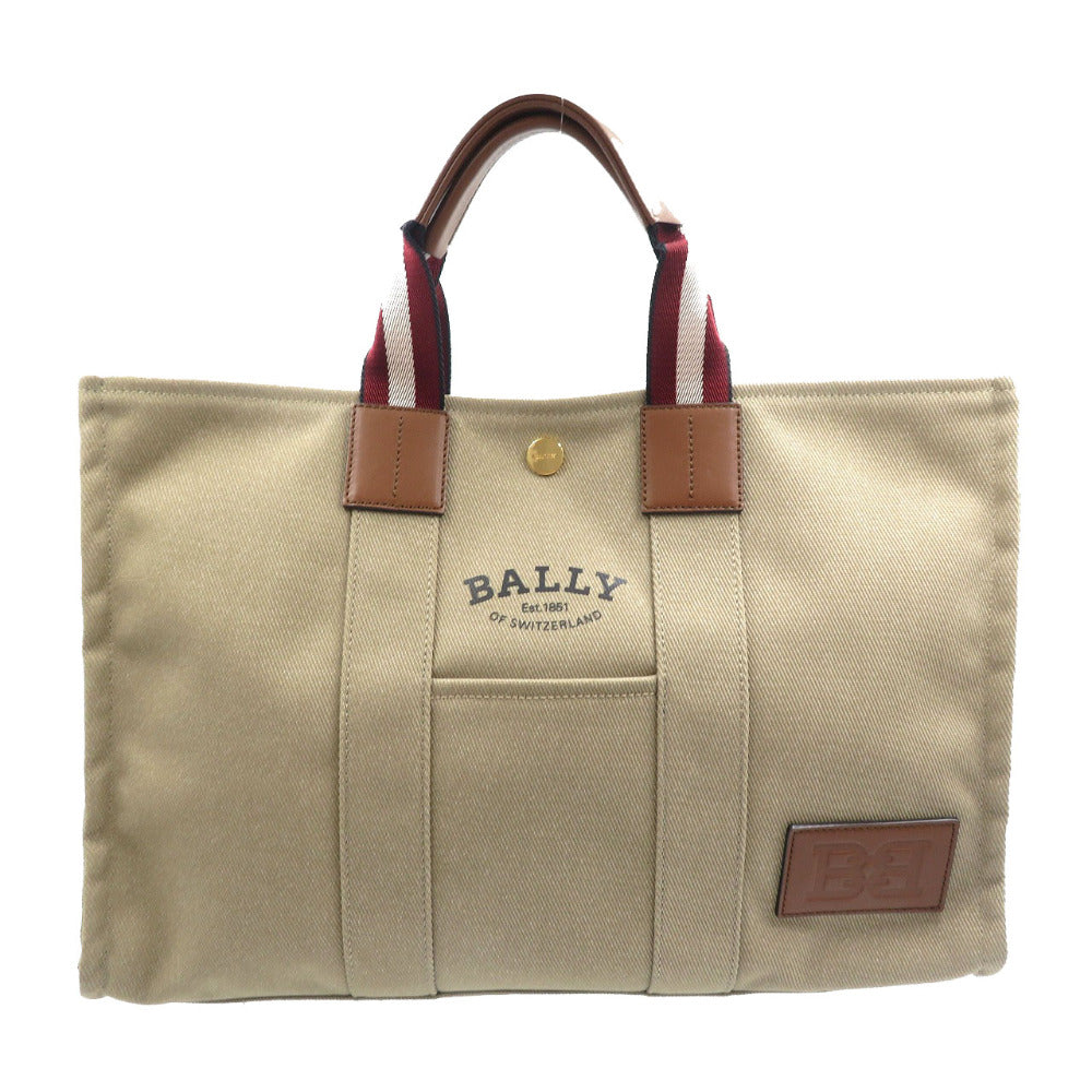 美品 バリー ドライサリア キャンバス レザー ゴールド金具 サンドベージュ トートバッグ 1348【中古】BALLY
