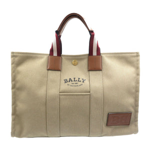 美品 バリー ドライサリア キャンバス レザー ゴールド金具 サンドベージュ トートバッグ 1348【中古】BALLY