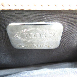 美品 トッズ ダブルT レザー メタル ピンクベージュ ブラック ショルダーバッグ クロスボディバッグ 1370【中古】TOD'S