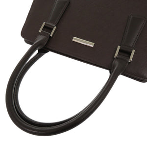 美品 バーバリー チェック レザー ブラウン トートバッグ 茶 1375【中古】BURBERRY