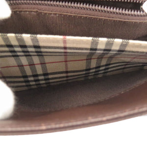 美品 バーバリー チェック レザー ブラウン トートバッグ 茶 1375【中古】BURBERRY