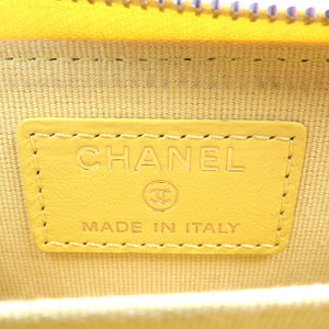 美品 シャネル 19 ランダムシリアル ラムスキン ゴールド金具 イエロー コインケース 小銭入れ 1380【中古】CHANEL