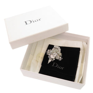 美品 クリスチャンディオール ヴィンテージ フラワーモチーフ メタル クリスタル サイズ11号 シルバー リング 指輪 1388【中古】Christian Dior