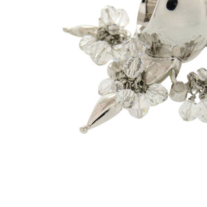 美品 クリスチャンディオール ヴィンテージ フラワーモチーフ メタル クリスタル サイズ11号 シルバー リング 指輪 1388【中古】Christian Dior