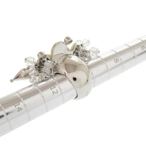 美品 クリスチャンディオール ヴィンテージ フラワーモチーフ メタル クリスタル サイズ11号 シルバー リング 指輪 1388【中古】Christian Dior