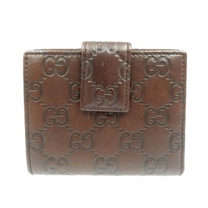 新品同様 グッチ 112726 グッチシマ レザー シルバー金具 ダークブラウン Wホック 二つ折り財布 1389【中古】GUCCI