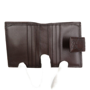 新品同様 グッチ 112726 グッチシマ レザー シルバー金具 ダークブラウン Wホック 二つ折り財布 1389【中古】GUCCI