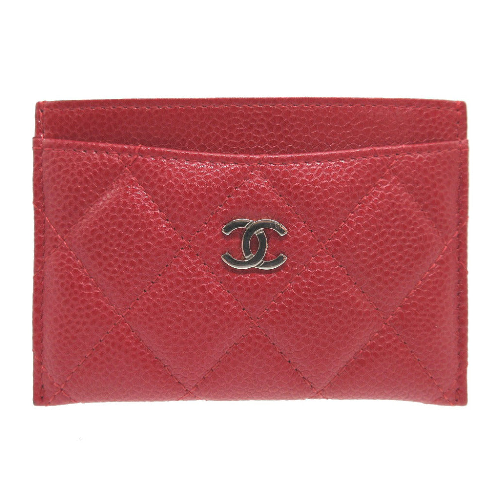 美品 シャネル 21番台 キャビアスキン レッド 赤 パスケース カードケース 1397【中古】CHANEL