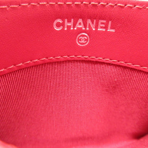美品 シャネル 21番台 キャビアスキン レッド 赤 パスケース カードケース 1397【中古】CHANEL