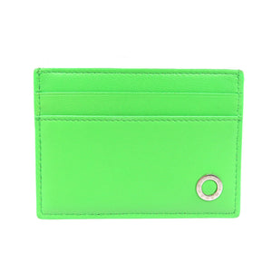 未使用 ブルガリ アンブッシュコラボ レザー シルバー金具 ライムグリーン カードケース 1400【中古】BVLGARI