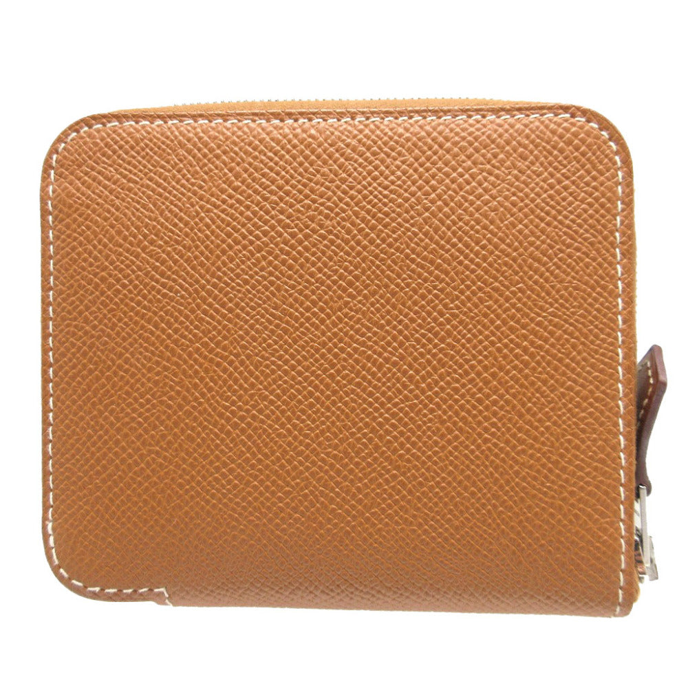 新品同様 エルメス アザップ コンパクト シルクイン U刻印(2022年製) ヴォーエプソン シルク ゴールド コインケース 財布 1402【中古】HERMES