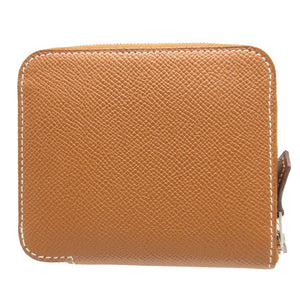 新品同様 エルメス アザップ コンパクト シルクイン U刻印(2022年製) ヴォーエプソン シルク ゴールド コインケース 財布 1402【中古】HERMES