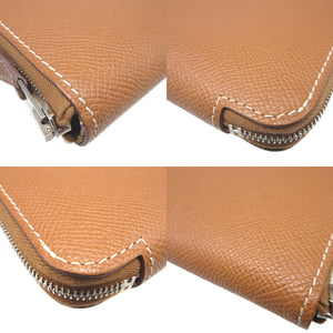 新品同様 エルメス アザップ コンパクト シルクイン U刻印(2022年製) ヴォーエプソン シルク ゴールド コインケース 財布 1402【中古】HERMES