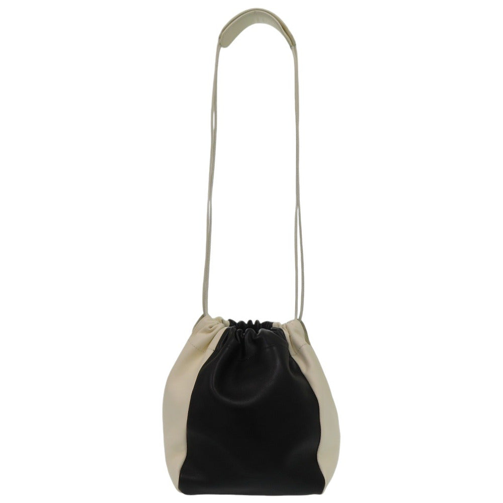 美品 ジルサンダー ドローストリング 巾着 J08WG0010 レザー ブラック ショルダーバッグ 1416【中古】JIL SANDER
