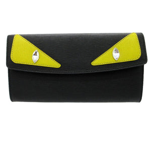 新品同様 フェンディ モンスター 長財布 レザー ブラック 8M0340 長財布 黒 1424【中古】FENDI