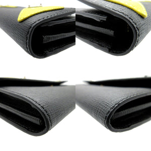 新品同様 フェンディ モンスター 長財布 レザー ブラック 8M0340 長財布 黒 1424【中古】FENDI