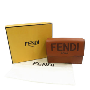 未使用 フェンディ ローママイクロ 8M0395 レザー ゴールド金具 ブラウン 三つ折り財布 1329【中古】FENDI