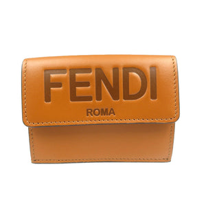 未使用 フェンディ ローママイクロ 8M0395 レザー ゴールド金具 ブラウン 三つ折り財布 1329【中古】FENDI