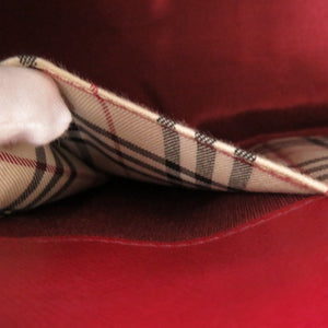 美品 バーバリー ノバチェック レザー レッド ハンドバッグ 1444【中古】BURBERRY