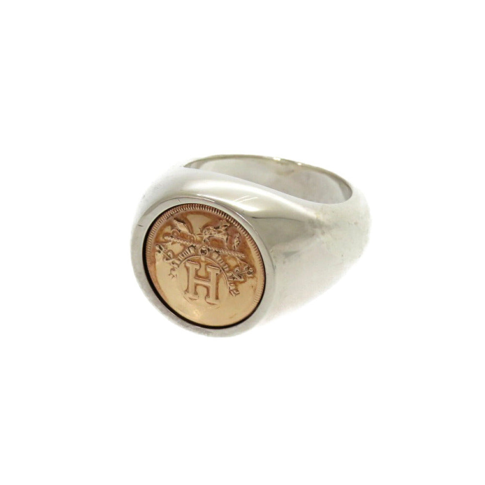 エルメス エクスリブリス カレッジ シュバリエ リング シルバー925 K18ピンクゴールド 指輪 アクセサリー 1446【中古】HERMES