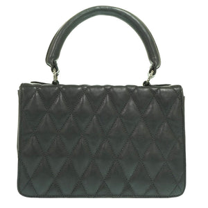 クロムハーツ BSフレア キルティング ハンドバッグ レザー シルバー925 ブラック 黒 1459【中古】CHROME HEARTS