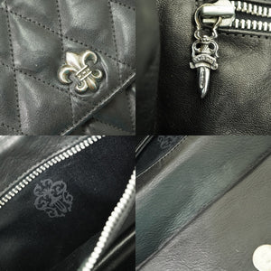 クロムハーツ BSフレア キルティング ハンドバッグ レザー シルバー925 ブラック 黒 1459【中古】CHROME HEARTS