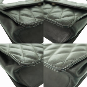 クロムハーツ BSフレア キルティング ハンドバッグ レザー シルバー925 ブラック 黒 1459【中古】CHROME HEARTS