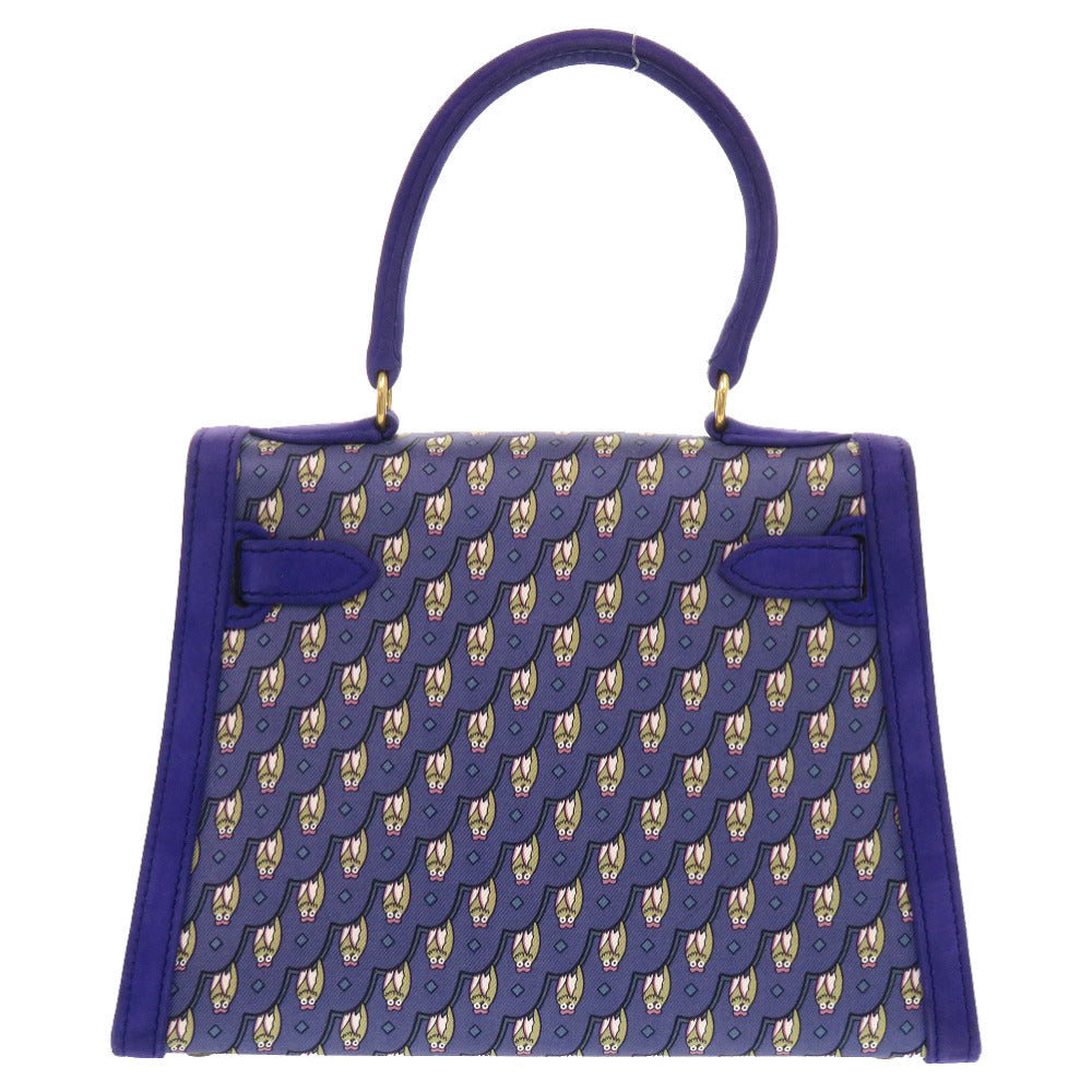 美品 エルメス ケリー20 フクロウ 外縫い ドブリス シルク ブルー ゴールド金具 〇T刻印 2WAY ハンドバッグ 青 1487 【中古】 HERMES ミニケリー