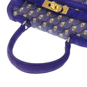 美品 エルメス ケリー20 フクロウ 外縫い ドブリス シルク ブルー ゴールド金具 〇T刻印 2WAY ハンドバッグ 青 1487 【中古】 HERMES ミニケリー