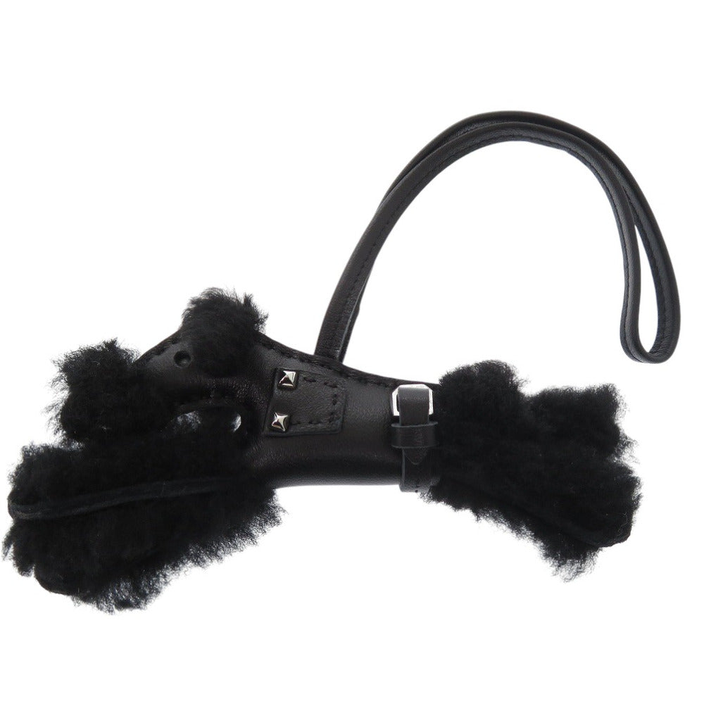 新品同様 エルメス バディ アニューミロ/ムートン ソーブラック B刻印(2023年製) バッグチャーム 黒 1495【中古】HERMES