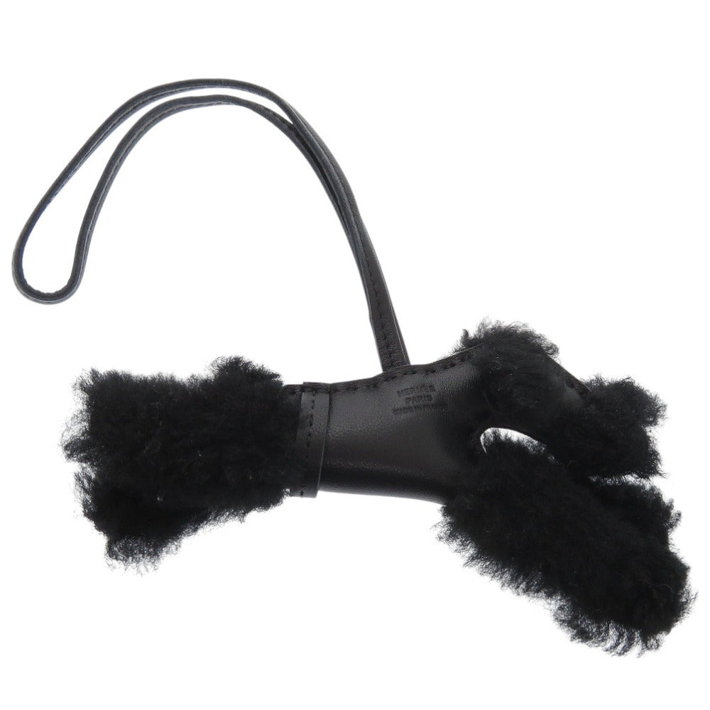 新品同様 エルメス バディ アニューミロ/ムートン ソーブラック B刻印(2023年製) バッグチャーム 黒 1495【中古】HERMES