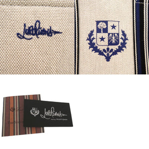 新品同様 ロロ ピアーナ 藤原ヒロシ 2way スーツケース ストライプ キューブバッグ Hiroshi Fujiwara トートバッグ コットン 麻 ホワイト 1499【中古】Loro Piana