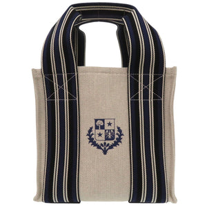 新品同様 ロロ ピアーナ 藤原ヒロシ 2way スーツケース ストライプ キューブバッグ Hiroshi Fujiwara トートバッグ コットン 麻 ホワイト 1499【中古】Loro Piana