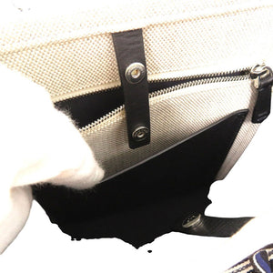 新品同様 ロロ ピアーナ 藤原ヒロシ 2way スーツケース ストライプ キューブバッグ Hiroshi Fujiwara トートバッグ コットン 麻 ホワイト 1499【中古】Loro Piana