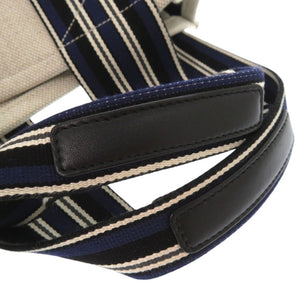 新品同様 ロロ ピアーナ 藤原ヒロシ 2way スーツケース ストライプ キューブバッグ Hiroshi Fujiwara トートバッグ コットン 麻 ホワイト 1499【中古】Loro Piana