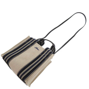 新品同様 ロロ ピアーナ 藤原ヒロシ 2way スーツケース ストライプ キューブバッグ Hiroshi Fujiwara トートバッグ コットン 麻 ホワイト 1499【中古】Loro Piana