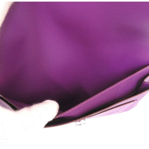 新品同様 エルメス ドゴンGM トゴ アネモネ R刻印 シルバー金具 長財布 紫 1673 【中古】 HERMES