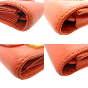 美品 デルヴォー マダム 三つ折り財布 レザー オレンジ 1677【中古】DELVAUX