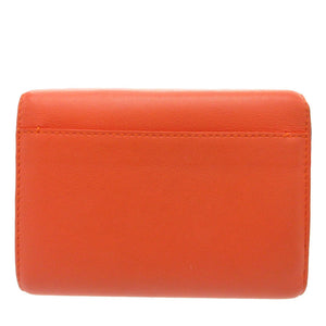 美品 デルヴォー マダム 三つ折り財布 レザー オレンジ 1677【中古】DELVAUX