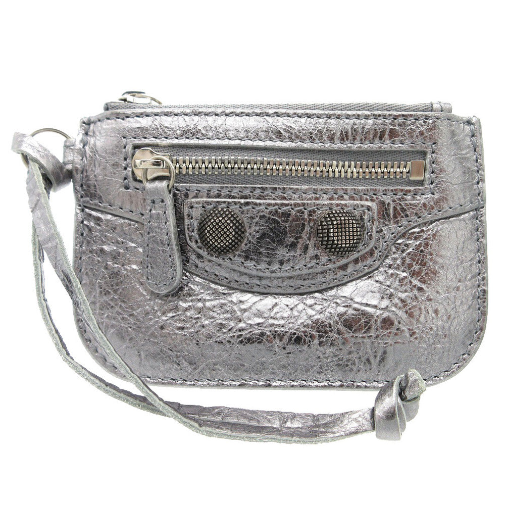 新品同様 バレンシアガ ル カゴール メタライズド アリーナ コインケース ラムスキン シルバー 1679【中古】BALENCIAGA