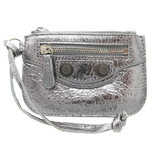 新品同様 バレンシアガ ル カゴール メタライズド アリーナ コインケース ラムスキン シルバー 1679【中古】BALENCIAGA