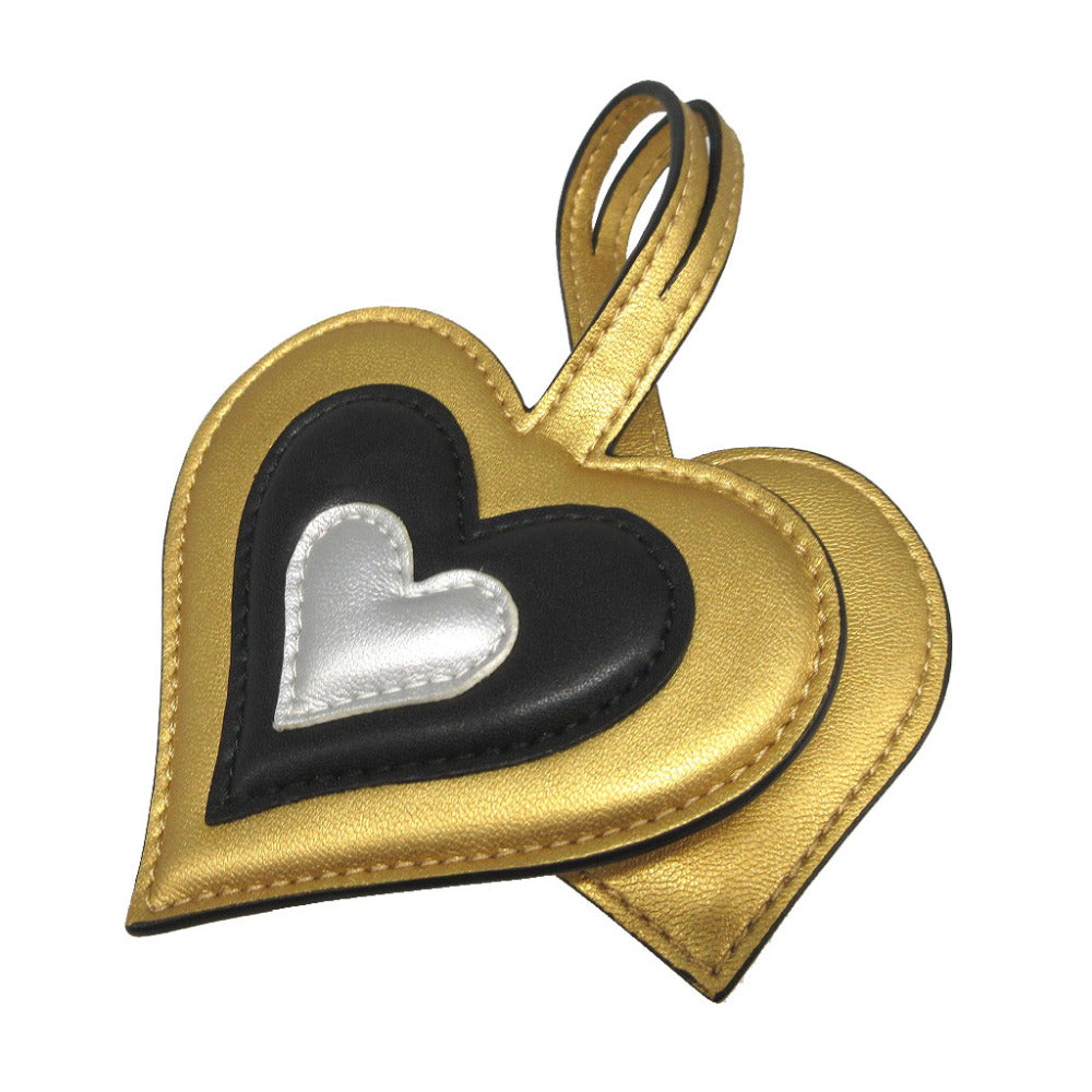 新品同様 デルヴォー レザー ハート ゴールド ブラック 黒 シルバー バッグチャーム キーホルダー 1681【中古】DELVAUX