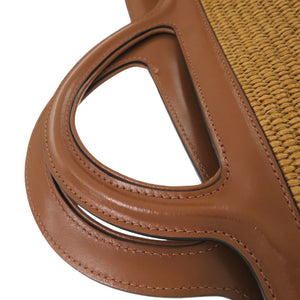 新品同様 マルニ トロピカリア ハンドバッグ ストロー レザー ブラウン ベージュ ハンドバッグ 1691【中古】MARNI