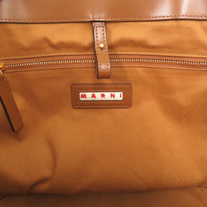 新品同様 マルニ トロピカリア ハンドバッグ ストロー レザー ブラウン ベージュ ハンドバッグ 1691【中古】MARNI
