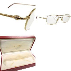 カルティエ ロゴ入り 眼鏡 メガネ アイウェア サングラス メタル ゴールド 1700【中古】CARTIER