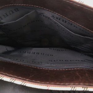 美品 バーバリー キャンバス レザーノバチェック ブラウン 茶色 ベージュ ショルダーバッグ 1724【中古】BURBERRY