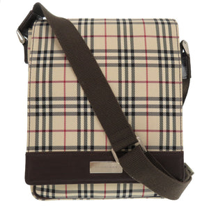 美品 バーバリー キャンバス レザーノバチェック ブラウン 茶色 ベージュ ショルダーバッグ 1724【中古】BURBERRY