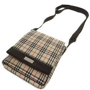 美品 バーバリー キャンバス レザーノバチェック ブラウン 茶色 ベージュ ショルダーバッグ 1724【中古】BURBERRY
