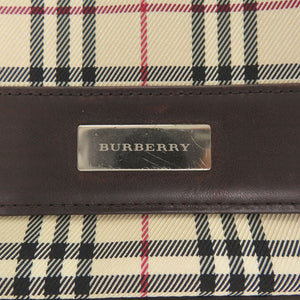 美品 バーバリー キャンバス レザーノバチェック ブラウン 茶色 ベージュ ショルダーバッグ 1724【中古】BURBERRY