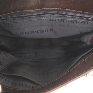 美品 バーバリー キャンバス レザーノバチェック ブラウン 茶色 ベージュ ショルダーバッグ 1724【中古】BURBERRY